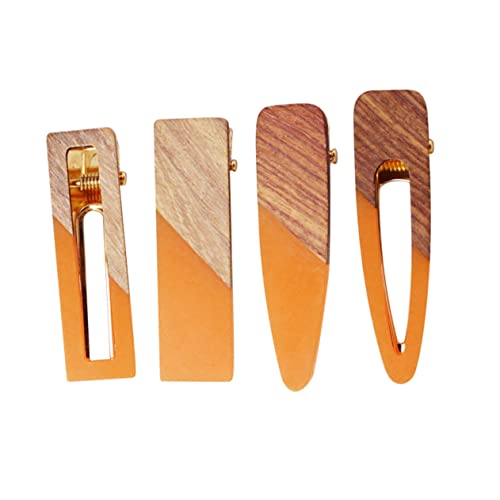CLISPEED 4 STÜCKE Retro Haarspangen Set aus Acryl und Holz Teiliges Haarklammern Set für Damen Mädchen und für Partys Hochzeiten und Alltag Orange von CLISPEED