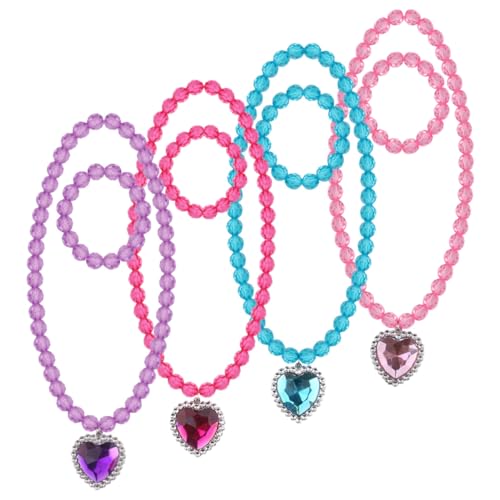 CLISPEED 4 Sätze Teiliges Schmuckset für Mädchen Farbenfrohe Halsketten und Armbänder Modischer Kinderschmuck Langlebig und Glänzend für Kleine Prinzessinnen von CLISPEED