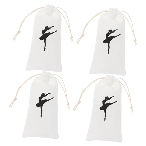 CLISPEED 4 Stück Ballettschuhtaschen aus Canvas mit Kordelzug Langlebige Aufbewahrung für Ballett und Tanzschuhe Modisches Design mit Tänzer Praktische Tragetaschen für Frauen von CLISPEED