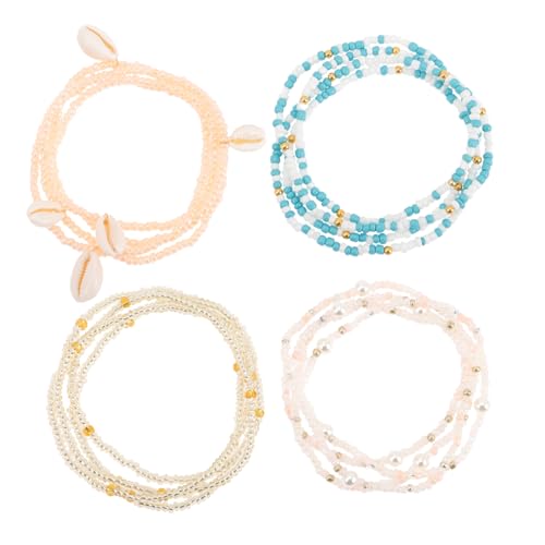 CLISPEED 4 Stück Bauchkette Damen Teiliges mit Bunten Glasperlen Verstellbare Taillen Kette für Bikini und Strand Langlebiger Sommerschmuck für Frauen CLISPEED 4 Stück Bauchkette Damen Teiliges mit Bunten Glasperlen Verstellbare Taillen Kette für Bikini und Strand Langlebiger Sommerschmuck für Frauen von CLISPEED