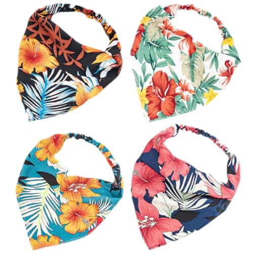 CLISPEED 4 Stück Elastische Blumen Bandanas für Frauen Dreieckige Haartücher Baumwolle Kopftücher für Alltag und Festivals von CLISPEED
