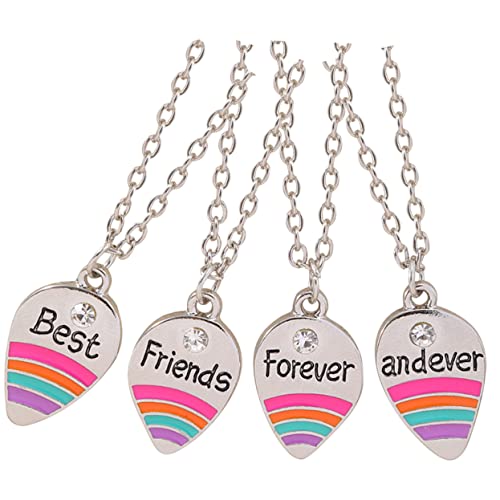 CLISPEED 4 Stück Freundschaftshalsketten für Mädchen Regenbogen Freundschafts Schmuck für Freundinnen für Geburtstage und Feiern von CLISPEED