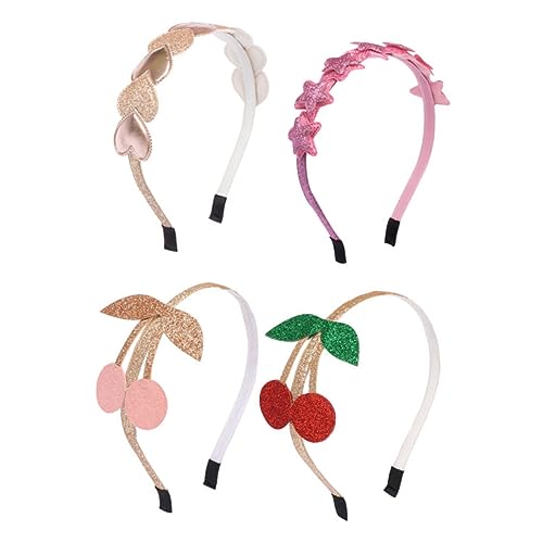 CLISPEED 4 Stück Haarreifen mit Kirsch und Stern Glitzerndes Party Haarband Leichtes Rutschfestes Haarschmuck für Mädchen für Performance und Fotorequisiten Zufällige Farbe Zufällige Farbe von CLISPEED