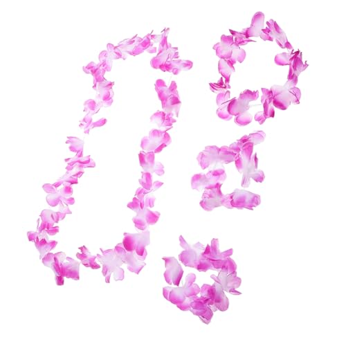 CLISPEED 4 Stück Hawaiianische Blumenkette Teiliges Set Halskette Stirnband und Armband Vielseitiges Strandparty und Hochzeitsaccessoire in für Luau Beach Feier und Geburtstag von CLISPEED
