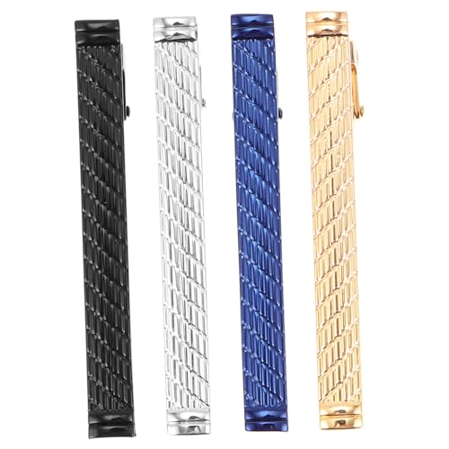 CLISPEED 4 Stück Herren Krawattenklammer Klassischer Praktischer Necktie Clip für Business Alltag Leicht Langlebig Schlichtes Design Sicherer Halt für Hemd und Krawatte von CLISPEED