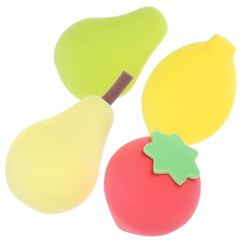 CLISPEED 4 Stück Kleine Make up Schwämme für Puder und Foundation Wasserfest Flexibel Buntes Design Birne Avocado Erdbeere Zitrone Präzise Anwendung Make up Werkzeuge für Frauen von CLISPEED