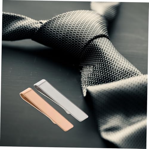 CLISPEED 4 Stück Krawattenklammer Moderne Spiegeloptik in Stahlfarben und Roségold Starke Befestigung Eleganter Herren Anzug Clip für Business Hochzeit und Besondere Anlässe von CLISPEED
