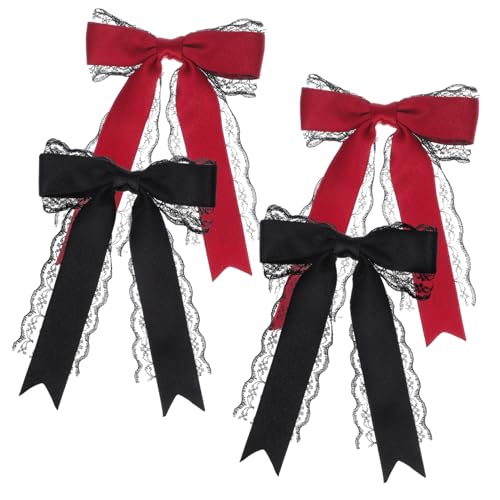CLISPEED 4 Stück Haarschleifenclips Aus Spitze Für Mädchen Lolita Haaraccessoires Krokodilklemmen Süße Haarspangen in Verschiedenen Farben von CLISPEED