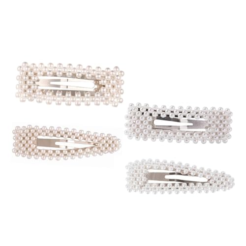 CLISPEED 4 Stück Perlen Haarspangen Modische Haarnadeln mit Dreieck Rechteck design in Gold und Silber Eleganter Haarschmuck für Damen und Mädchen Fester Sitz und Vielseitig Kombinierbar von CLISPEED