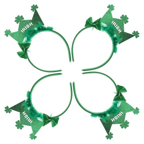CLISPEED 4 Stück Shamrock Stirnbänder Leichtes Irish Day Haaraccessoire Unisex Party Kopfschmuck für Erwachsene Festliche Kleeblatt Dekoration von CLISPEED