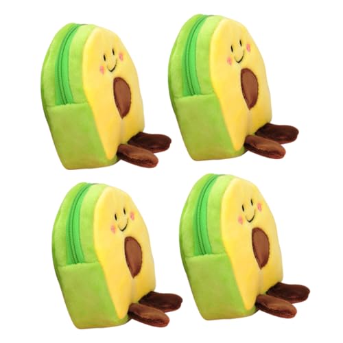 CLISPEED 4 Stück Teiliges Avocado Muster Plüsch Portemonnaie Niedliche Münztasche für Mädchen für Reisen Schule Shopping und Alltag von CLISPEED
