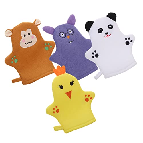 CLISPEED 4 Stück Kinder Badehandschuhe Cartoon Duschhandschuhe Mit Peeling Funktion Aus Hautfreundlichem Luffa Für Körperreinigung Massage Und Sanftes Peeling Für Die Und von CLISPEED