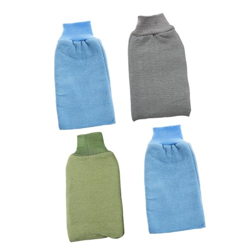 CLISPEED 4 Stück Teiliges Badetücher und Duschhandschuhe aus Baumwolle und Polyester Hautfreundlich Langlebig mit Handgelenkverschluss Entfernt Abgestorbene Haut und Zufällige Farbe von CLISPEED