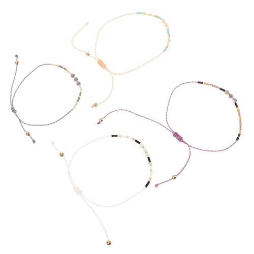 CLISPEED 4 Stück Teiliges Boho Armband Gewachster Schnur mit Reisperlen Verstellbar für Hochzeiten Geburtstage Partys Handgefertigter Schmuck für Damen Herren CLISPEED 4 Stück Teiliges Boho Armband Gewachster Schnur mit Reisperlen Verstellbar für Hochzeiten Geburtstage Partys Handgefertigter Schmuck für Damen Herren von CLISPEED
