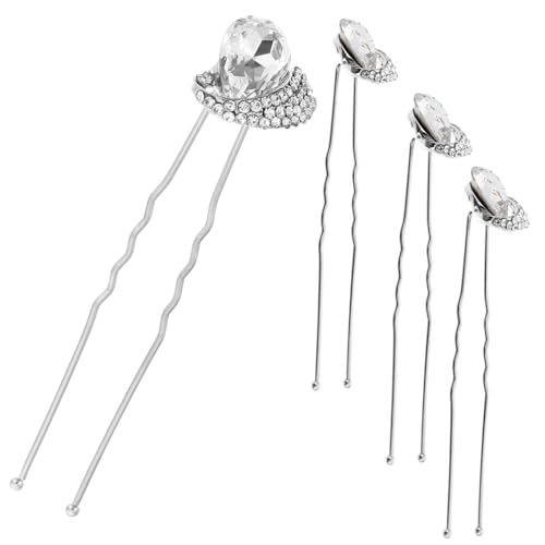 CLISPEED 4 Stück Teiliges Braut Haarschmuck mit Strass Hochzeit Haarnadeln U Form Leichtes Metall für Damen Festliche Frisuren und Vielseitige Haarstyling Accessoires von CLISPEED