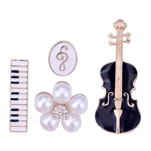 CLISPEED 4 Stück Teiliges Broschen Violine Design Musikliebhaber Anstecknadeln für Frauen Pins Modisches Accessoire für Jacke Bluse Mantel von CLISPEED