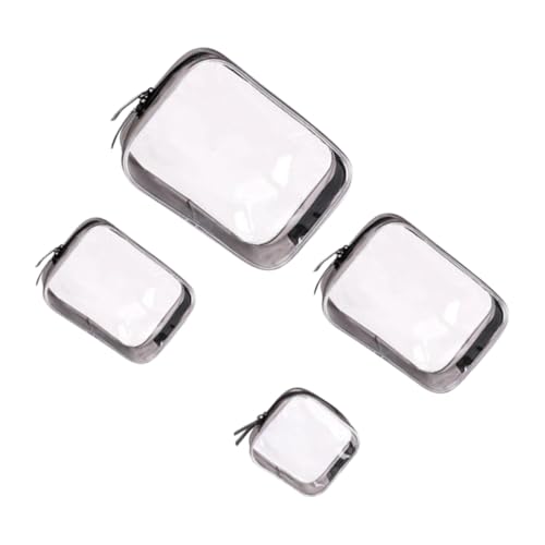 CLISPEED 4 Stück Teiliges Durchsichtiges PVC Kosmetiktaschen Großer Kulturbeutel für Reisen Tragbare Make Up und Toilettenartikel Organizer Leicht und Robust für Damen und Herren von CLISPEED