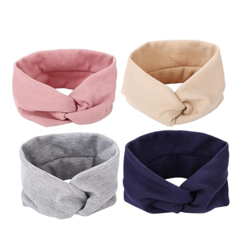 CLISPEED 4 Stück Teiliges Elastisches Damen Stirnband mit Schraubgewinde und Kreuzdesign Atmungsaktives Fitness Haarband für Yoga Laufen Sport in Khaki Marineblau von CLISPEED