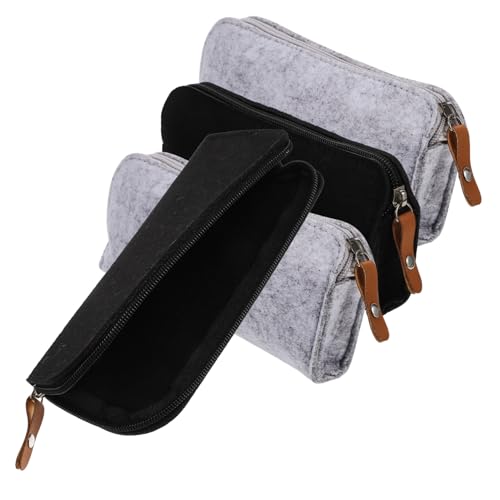 CLISPEED 4 Stück Teiliges Filz Federmäppchen mit Großer Kapazität Multifunktionaler Organizer Aufbewahrungsbeutel für Handliche Stifttasche in Schwarz und Hellgrau für Outdoor Kunst Schule von CLISPEED