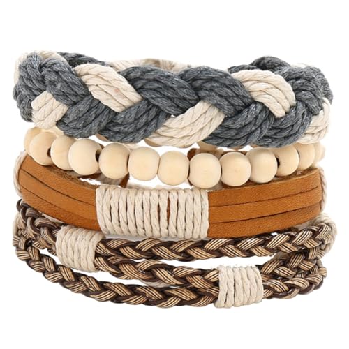 CLISPEED 4stücke Geflochtenes Armband Für Herren Stapelbares Armband Geflochtenem Material Passend Für Jeden Anlass Und Jeden Kleidungsstil von CLISPEED