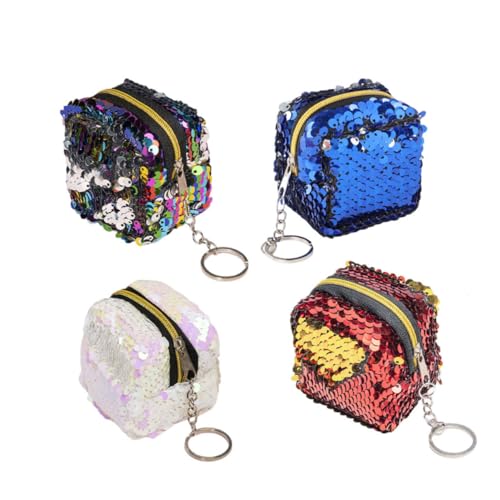 CLISPEED 4 Stück Teiliges Geldbörse mit Glitzer Handheld Münzbeutel für Jungen und Mädchen zur Aufbewahrung von Kleingeld und Karten für Schule und Freizeit von CLISPEED