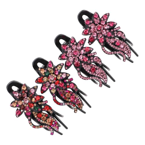 CLISPEED 4 Stück Teiliges Haarklammer Funkelnden Strasssteinen Stabile für Pferdeschwanz und Vielseitigen Haarschmuck Geeignet für Dickes und Dünnes Haar bei Damen und Mädchen von CLISPEED