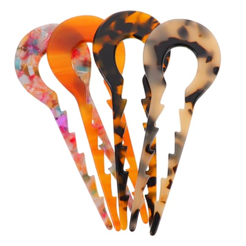 CLISPEED 4 Stück Teiliges Haarschmuck U Förmige Acetat Haarstäbe Haarnadeln für Damen Rutschfeste Haarforke für Feste Dutt Frisuren Eleganter Haarschmuck für Alltag und Besondere Anlässe von CLISPEED