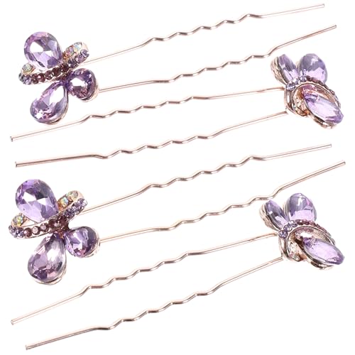 CLISPEED 4 Stück Teiliges Hochzeits Haarschmuck U Förmige Haarnadeln mit Strass Eleganter Brautschmuck für Formelle Anlässe Bequem Haarbeschädigung von CLISPEED