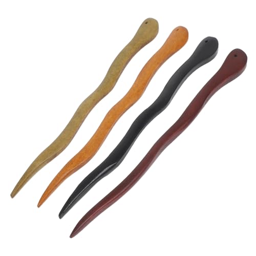 CLISPEED 4 Stück Teiliges Holz Haarnadeln für Dutts Stabiles Rissfestes Haarstyling Zubehör Chinesische Haarschmuck Sticks Geeignet für Hochzeit Party Alltag Eleganter Look für Damen von CLISPEED