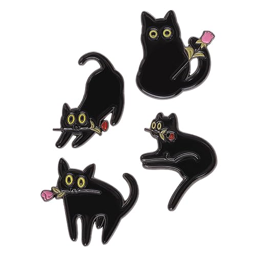 CLISPEED 4 Stück Teiliges Katzenbroschen aus Metall Kreative Schwarze Katzen Anstecknadeln für Kleidung Hüte Rucksäcke Strapazierfähige Lapel Pins als Schmuck und von CLISPEED