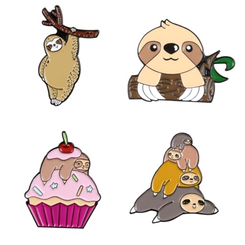 CLISPEED 4 Stück Teiliges Kreative Faultier Broschen aus Legierung mit Emaille Design Modische Anstecknadeln für Kleidung Taschen Schals Stilvolle Accessoires für Damen und Geschenkidee von CLISPEED