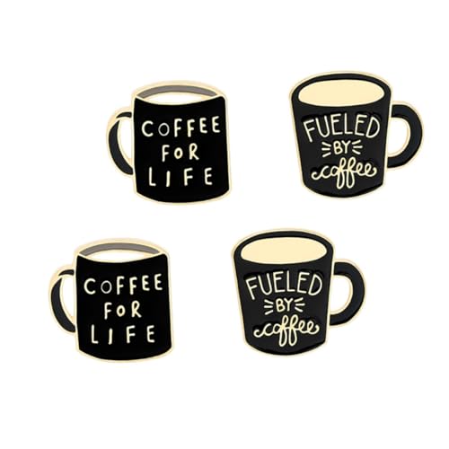 CLISPEED 4 Stück Teiliges Kreative Kaffeetassen Broschen aus Langlebiger Legierung Anstecknadeln für Kleidung Rucksäcke und Taschen als Trendiges Accessoire für Damen und Herren von CLISPEED