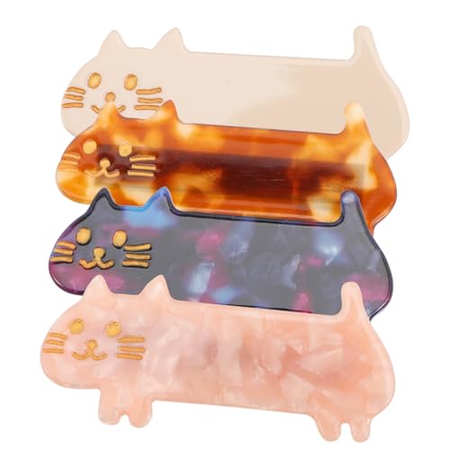 CLISPEED 4 Stück Teiliges Mädchen Haarklammern mit Niedlichem Katzenmotiv Bunte Haarspangen für Sicherer Modischer Haarschmuck für Geburtstag Weihnachten und Alltag von CLISPEED