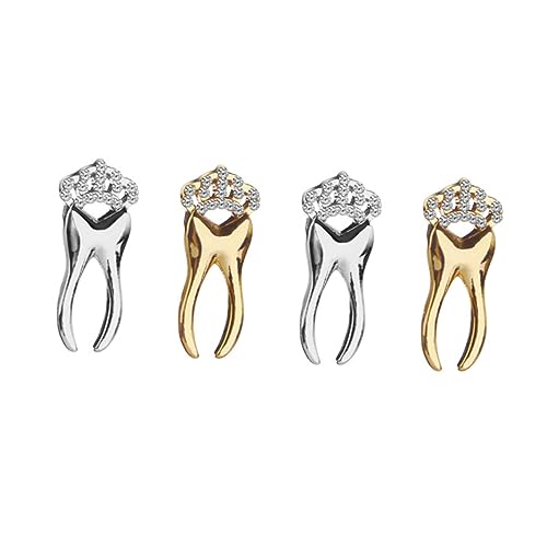 CLISPEED 4 Stück Teiliges Mini Broschen mit Diamantbesetzter Krone Legierung in Gold und Silber Anstecknadeln für Kleidung Geeignet als im Dentalstil von CLISPEED