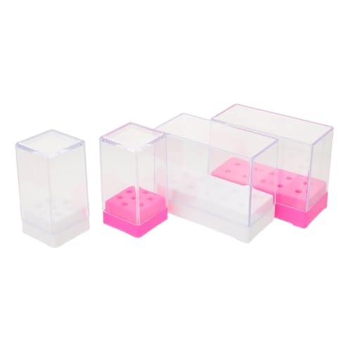 CLISPEED 4 Stück Teiliges Nagelbohrer Aufbewahrungsset mit Keramik Wolframstahlfächern Nagelstudio Organizer für Polierköpfe Multifunktionaler Nagelbohrer Halter mit Klarer Anzeige und von CLISPEED