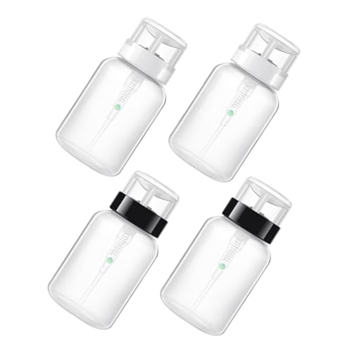 CLISPEED 4 Stück Teiliges Nagellackentferner Pumpflaschen Transparent Leicht Nachfüllbar mit Druckpumpe Abschließbar für Kosmetik und Make Up Inklusive Aufkleber zur Kennzeichnung von CLISPEED