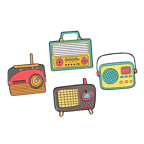 CLISPEED 4 Stück Teiliges Niedliche Retro Radio Broschen Anstecknadeln Langlebiger Kleidungsschmuck Accessoires mit Farbiger Langlebiger Oberfläche Vielseitig für Blusen Taschen Hüte von CLISPEED