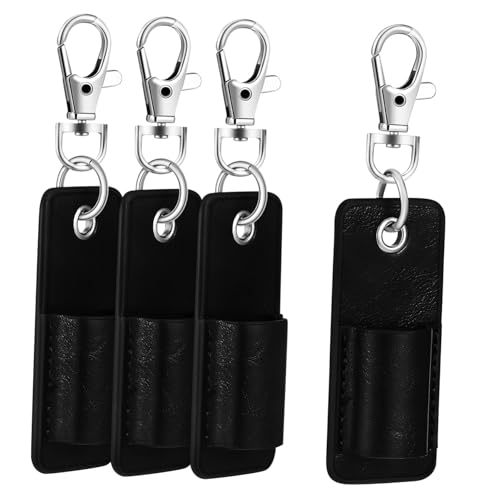 CLISPEED 4 Stück Teiliges PU Leder Stifthalter mit Schlüsselband Praktischer Taschen Organizer und Schutz Vielseitig Tragbar für Stifte Kugelschreiber für Arbeit und Alltag von CLISPEED