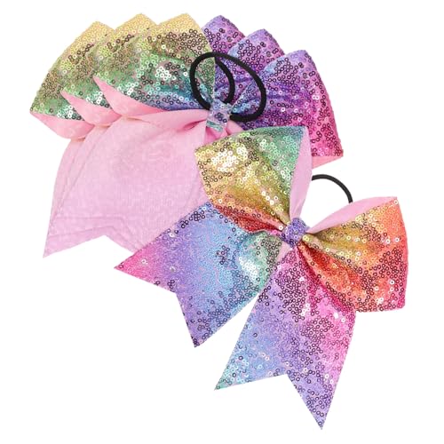 CLISPEED 4 Stück Teiliges Pailletten Haargummi mit Großer Schleife Elastisches Cheer Haarschmuck für Mädchen Langlebig Modisch und Glänzend Geeignet für Alltag und Auftritte von CLISPEED