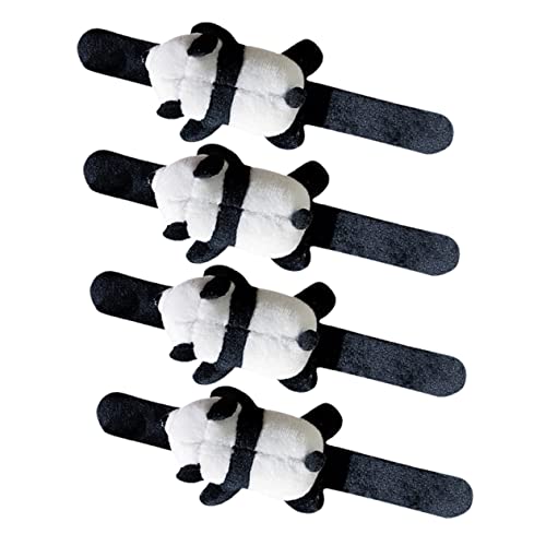 CLISPEED 4 Stück Teiliges Panda Plüsch Snap Armband Niedliche Tierische Slap Wristbands für Weiche DIY Handgelenkbänder Sichere und Lustige Spielzeugarmbänder für Jungen und Mädchen von CLISPEED