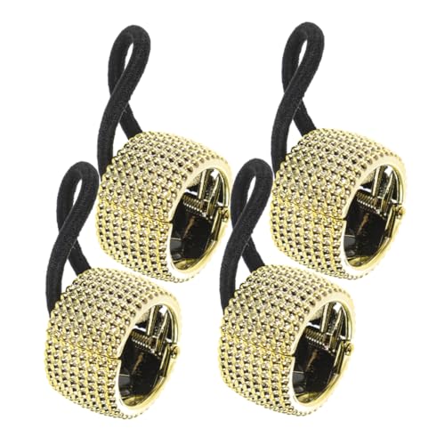 CLISPEED 4 Stück Teiliges Ponytail Hair Haargummi für Damen Elastischer Pferdeschwanzhalter Modisches Haarstyling Accessoire Hohe Elastizität Geeignet für Dünnes und Dickes Haar Goldfarben von CLISPEED