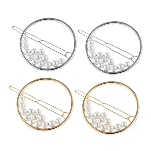 CLISPEED 4 Stück Teiliges Runde Hohle Perlen haarspangen für Mädchen Modische Haarklammern in Gold und Silber Eleganter Haarschmuck für Festlichkeiten Hochzeiten und Alltag von CLISPEED