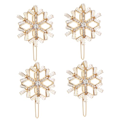 CLISPEED 4 Stück Teiliges Schneeflocken Haarspangen aus Langlebiger Legierung Festliche Weihnachts Haarschmuck für Frauen Leicht und Komfortabel für Weihnachtsfeiern und Geschenkidee von CLISPEED