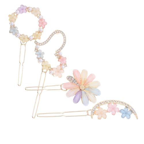 CLISPEED 4 Stück Teiliges Set Haarspangen für Mädchen Haarschmuck mit Strass Blumen Haarclips für Hochzeiten Partys und Alltag von CLISPEED
