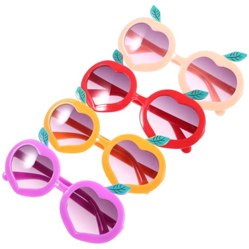 CLISPEED 4 Stück Teiliges Sonnenbrillen mit Pfirsich-motiv Bunte Partybrillen für Mädchen Sichere Uv-schutz Sonnenbrillen als Lustige Requisiten für Outdoor und Festlichkeiten von CLISPEED