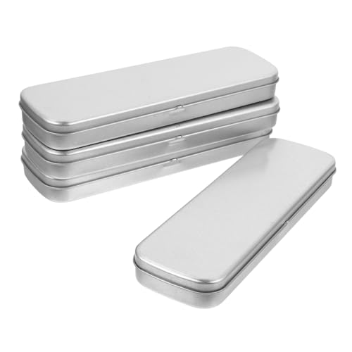 CLISPEED 4 Stück Teiliges Stifteetui aus Langlebigem Weißblech Multifunktionale Aufbewahrungsbox für Stifte und Schreibwaren Silberfarbene Federmäppchen Praktische Blechdose für Schüler von CLISPEED