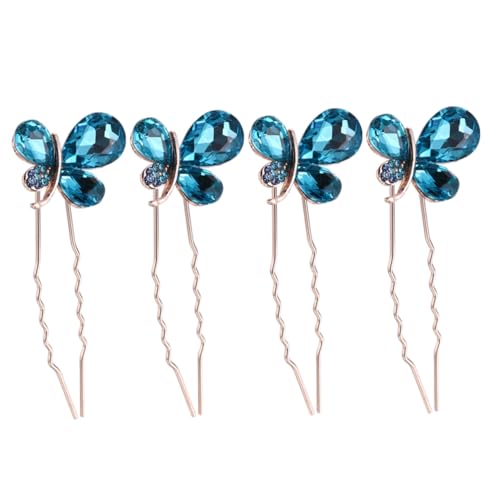 CLISPEED 4 Stück Teiliges U förmiges Haarschmuck Blauen Strasssteinen Funkelnde Braut haarnadeln für Hochzeit Party und Besondere Anlässe Stilvolle Haarnadeln für Frauen Einfache von CLISPEED