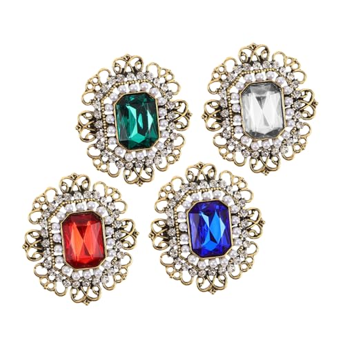 CLISPEED 4 Stück Teiliges Vintage Broschen Retro Zinklegierung mit Strass und Perle Stilvolle Anstecknadeln für Brautkleider Hochzeitsblumen Corsage Vielseitige Schmuckaccessoires für Damen von CLISPEED