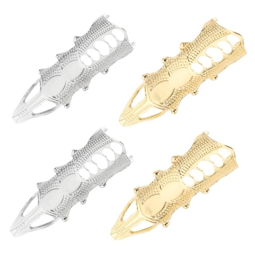 CLISPEED 4 Stück Teiliges Vintage Punk Gelenkring Damen Verstellbar Flexibler Metall Fingerring Schmuck in Gold und Silber für Coole Alltags Partylooks von CLISPEED