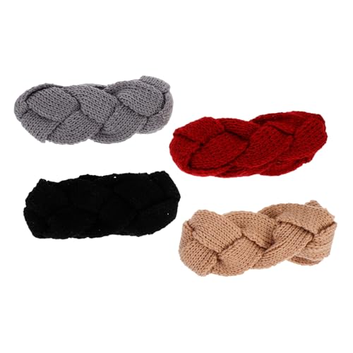 CLISPEED 4 Stück Teiliges Warme Gestrickte Stirnbänder Ohrwärmer für Damen Weiche Winter haarbänder in Schwarz Zimtrot Khaki Geeignet für Outdoor Alltag und Kalte Jahreszeiten von CLISPEED
